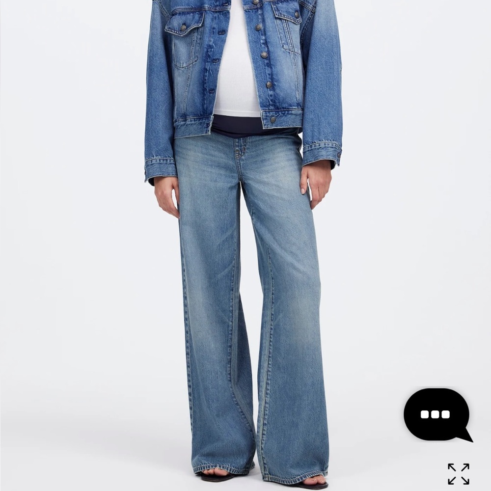 Maternity Over-the-Belly Superwide-Leg Jeans in Billings Wash